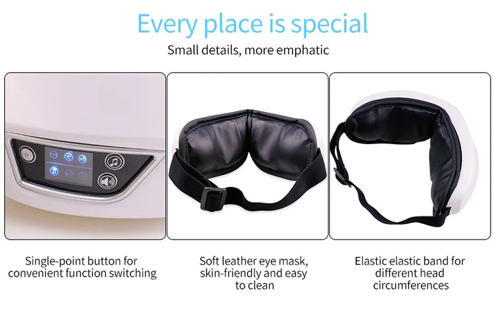Massageador ocular de vibração de airbag inteligente de alta frequência, remove olheiras e olhos cansados, instrumento de aquecimento e música alivia a fadiga