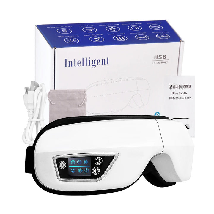 Massageador ocular de vibração de airbag inteligente de alta frequência, remove olheiras e olhos cansados, instrumento de aquecimento e música alivia a fadiga