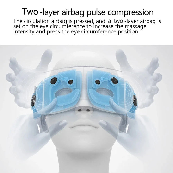Massageador ocular de vibração de airbag inteligente de alta frequência, remove olheiras e olhos cansados, instrumento de aquecimento e música alivia a fadiga