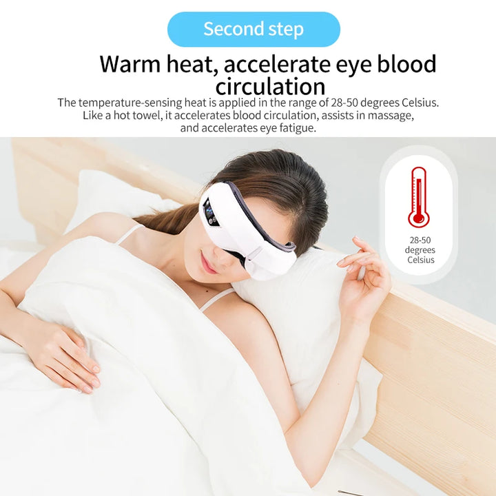 Massageador ocular de vibração de airbag inteligente de alta frequência, remove olheiras e olhos cansados, instrumento de aquecimento e música alivia a fadiga
