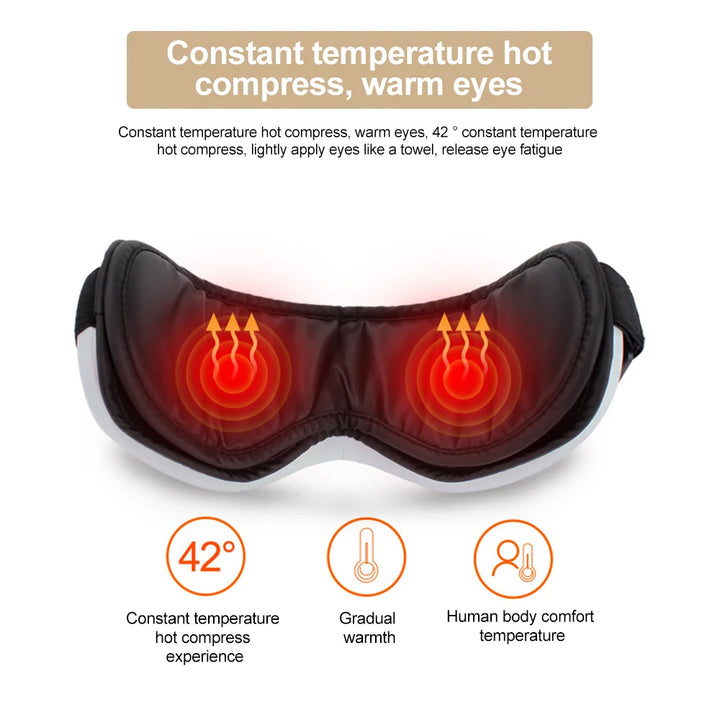 Massageador ocular de vibração de airbag inteligente de alta frequência, remove olheiras e olhos cansados, instrumento de aquecimento e música alivia a fadiga