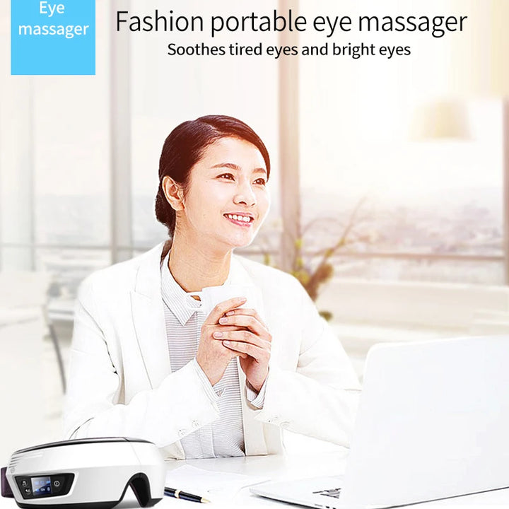 Massageador ocular de vibração de airbag inteligente de alta frequência, remove olheiras e olhos cansados, instrumento de aquecimento e música alivia a fadiga