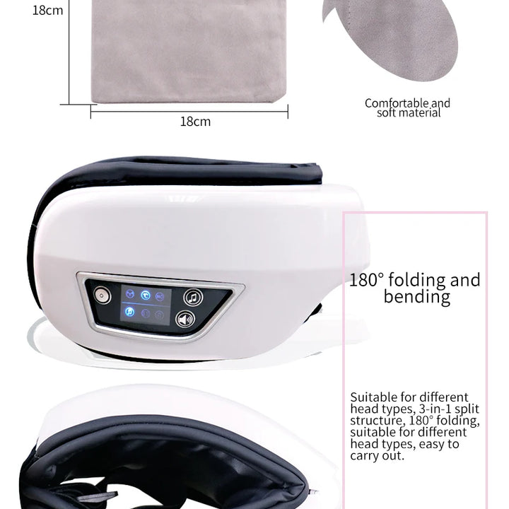 Massageador ocular de vibração de airbag inteligente de alta frequência, remove olheiras e olhos cansados, instrumento de aquecimento e música alivia a fadiga