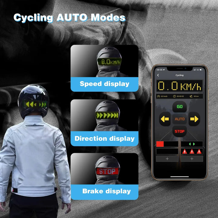 Led Helmet Display Motorcycle Helmet Warning Light Night Riding DIY RGB Bike Helmet Taillight APP Programmable LED Screen
display com tela de led screen. para a noite.