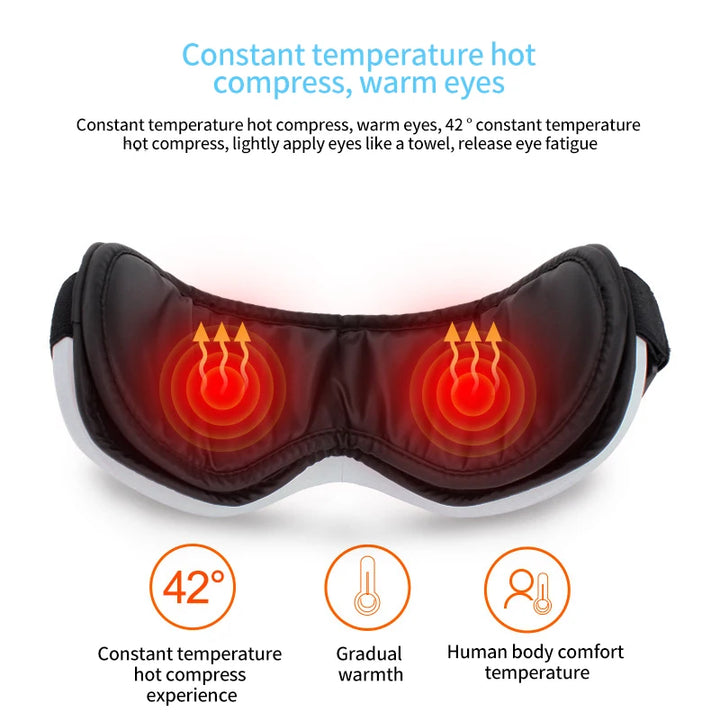 Massageador ocular de vibração de airbag inteligente de alta frequência, remove olheiras e olhos cansados, instrumento de aquecimento e música alivia a fadiga