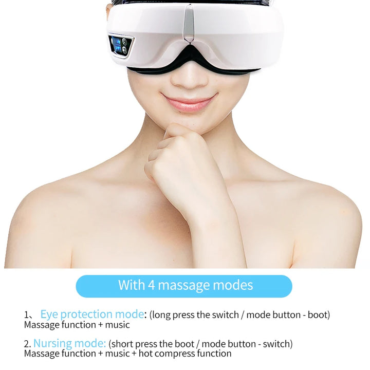 Massageador ocular de vibração de airbag inteligente de alta frequência, remove olheiras e olhos cansados, instrumento de aquecimento e música alivia a fadiga