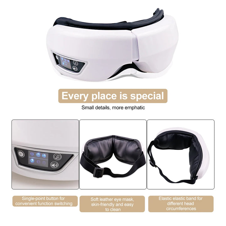 Massageador ocular de vibração de airbag inteligente de alta frequência, remove olheiras e olhos cansados, instrumento de aquecimento e música alivia a fadiga