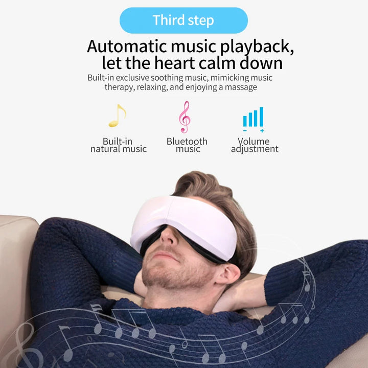 Massageador ocular de vibração de airbag inteligente de alta frequência, remove olheiras e olhos cansados, instrumento de aquecimento e música alivia a fadiga