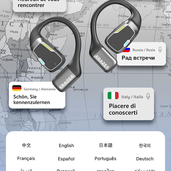 [Fone de ouvido com IA] Tradutor Erazer XP6 Fones de ouvido Bluetooth para dormir ASMR Fone de ouvido DIY Equalizador APP Fones de ouvido sem fio com IA para escritório e viagem