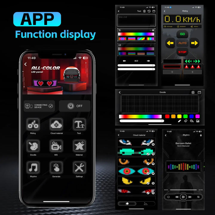 Led Helmet Display Motorcycle Helmet Warning Light Night Riding DIY RGB Bike Helmet Taillight APP Programmable LED Screen
display com tela de led screen. para a noite.